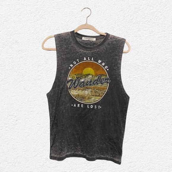 Project Social T “Not All Who Wander Are Lost” Gray Wash Tank Size Small - Picture 1 of 11